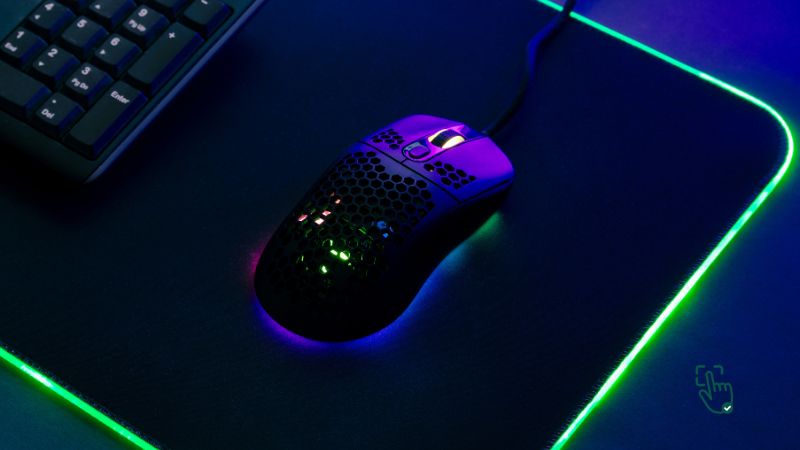 Gaming mouse pad on desk, SteelSeries QcK, Corsair MM800 RGB, Logitech G440, RGB lighting @ pickoutright.com