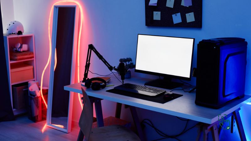 Gaming desk accessories, RGB lighting setup, ergonomic gaming desk, cable management kit, gaming desk mat